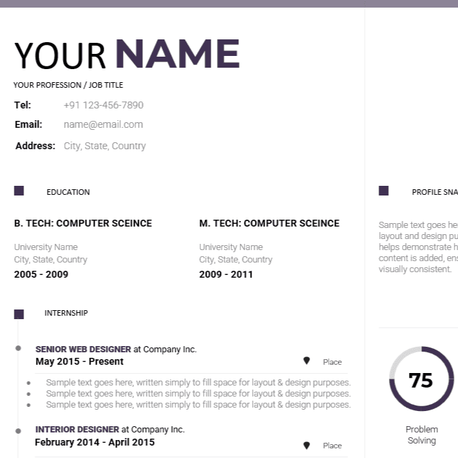 Download ATS-friendly resume template for freshers in India